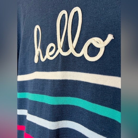 B14.09 Time and True “Hello” Lightweight Cotton Sweater Multicolor Striped L - Picture 5 of 6